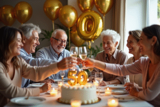 Famille et amis fêtent 50 ans de mariage en famille