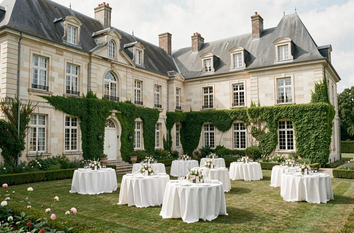 Domaine du Château Vert à Hondainville avec jardin aménagé pour une réception élégante