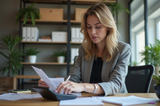 Femme au bureau en train de vérifier une checklist