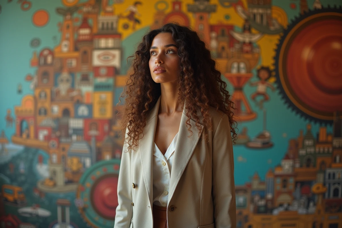 Femme devant une fresque Arcane à Montpellier