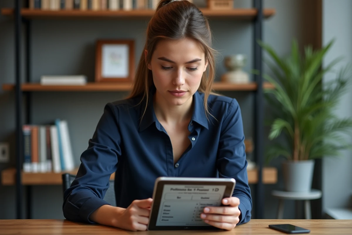 Jeune femme utilisant une tablette pour conversion bar psi