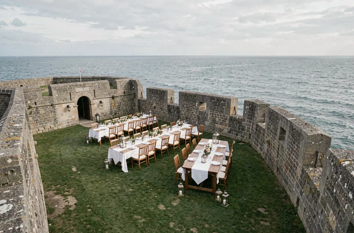 Fort de la Crèche sur la Côte d'Opale, salle de caractère avec vue sur la mer pour une réception événementielle