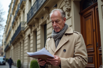 Gestionnaire immobilier devant un bâtiment parisien ancien