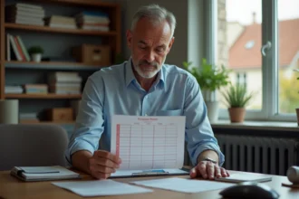 Homme d'âge moyen vérifiant son emploi du temps avec prières à Tremblayen