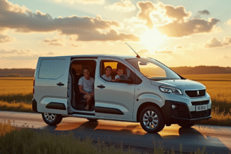 Voiture Peugeot Partner 5 places en campagne en famille