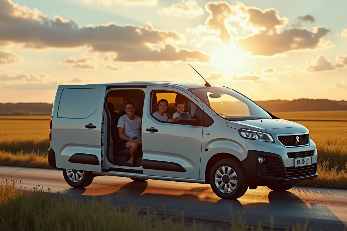 Voiture Peugeot Partner 5 places en campagne en famille