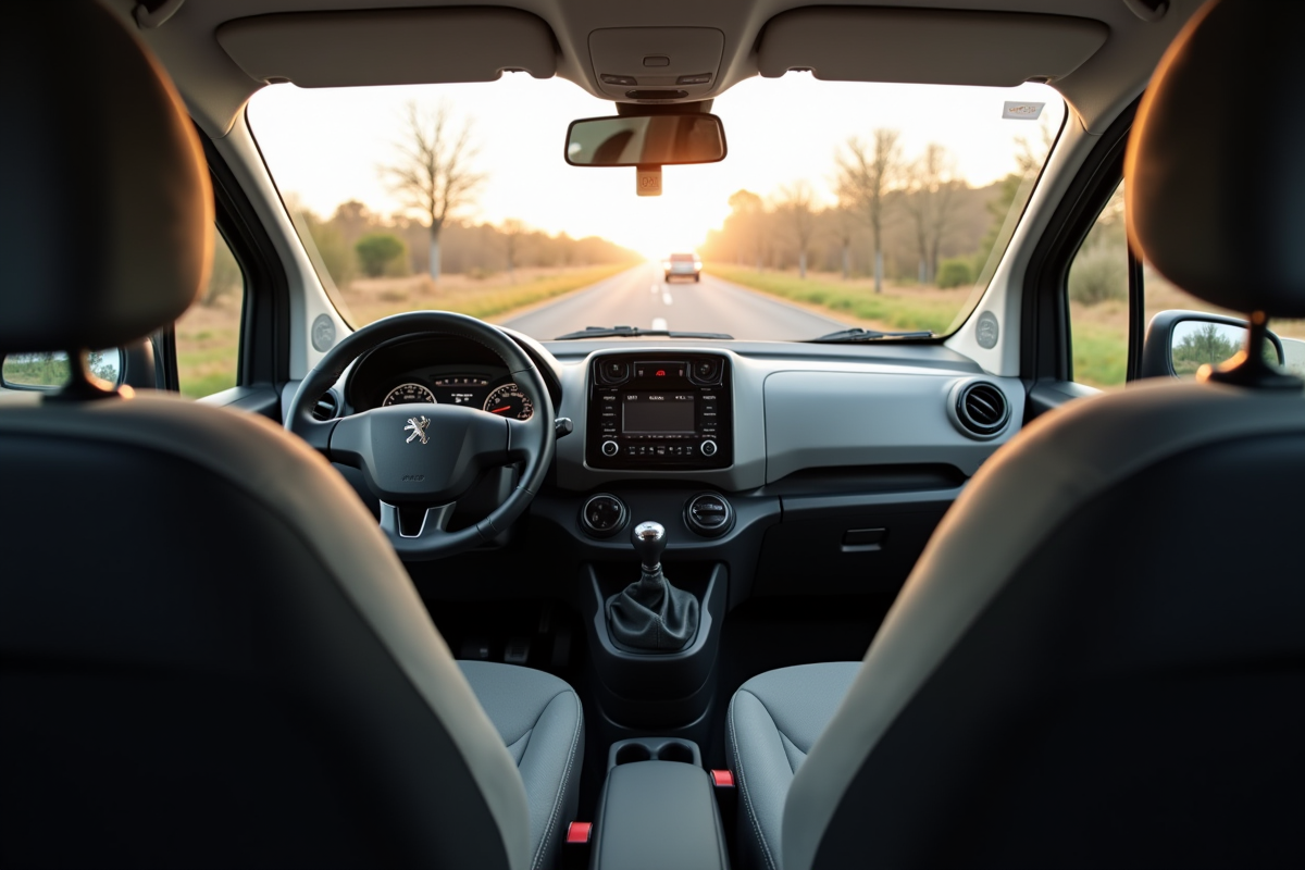 Vue intérieure Peugeot Partner tableau de bord ergonomique