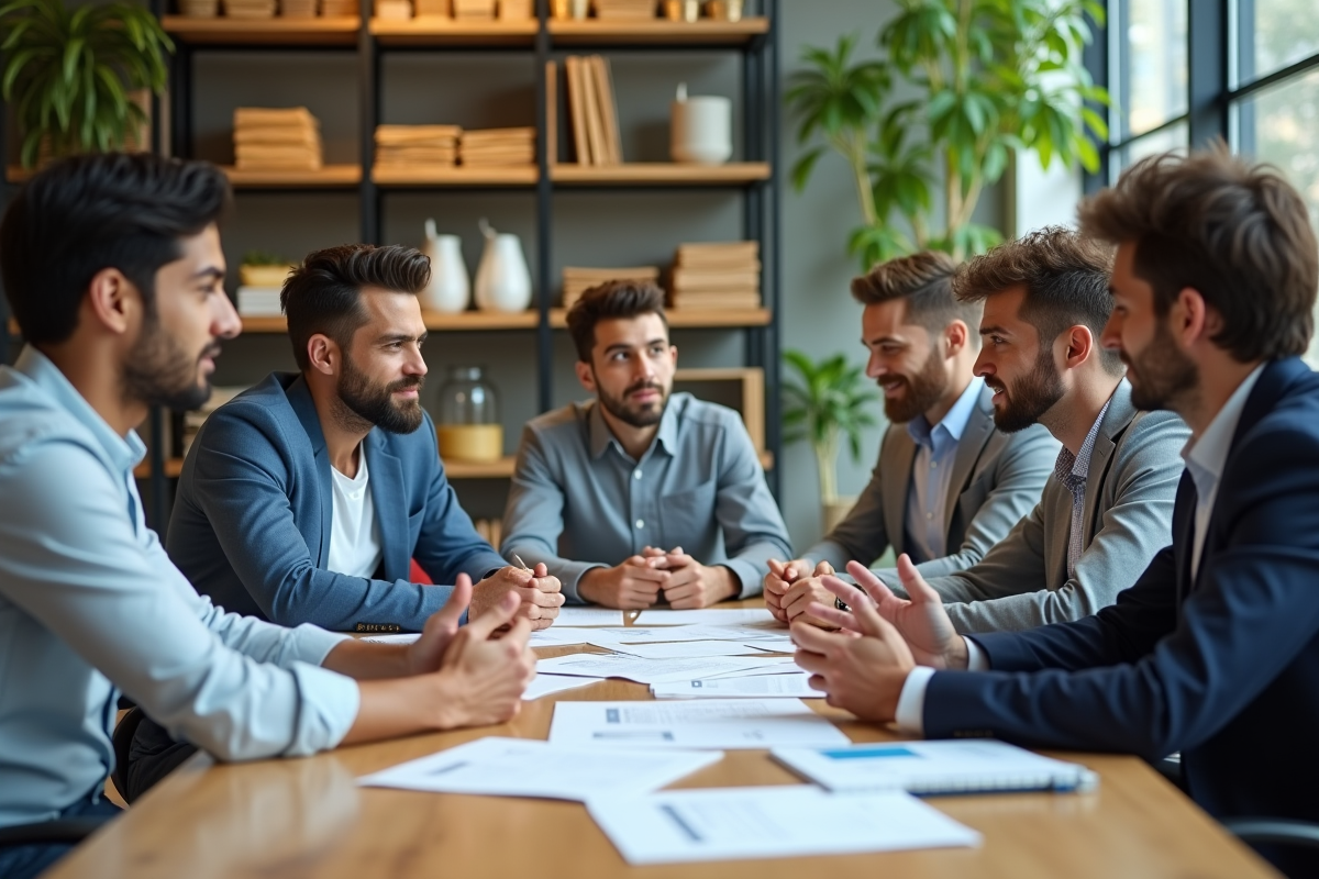 Professionnels de l alimentation discutant autour d une table
